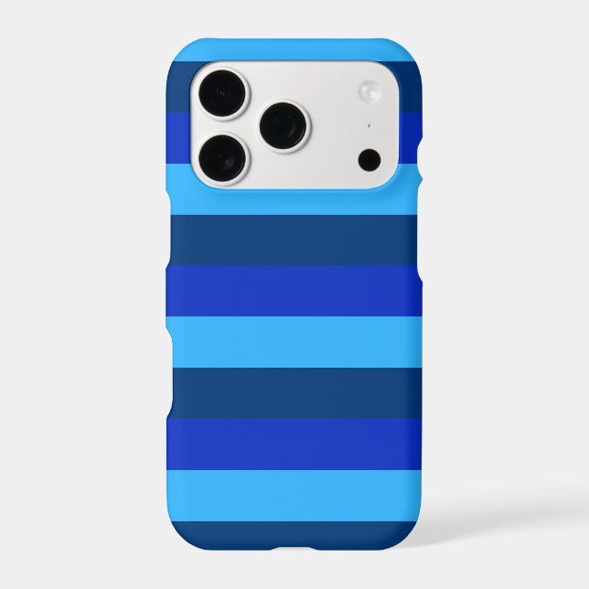 Three blue colors horizontal stripes pattern iPhone case (Back)