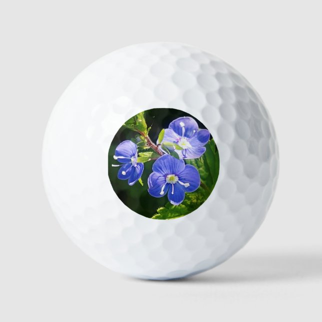 Three Blue Flowers  Golf Balls (Front)