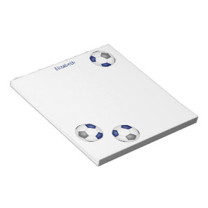 three blue gray soccer balls personalized notepad