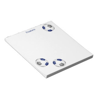 three blue gray soccer balls personalized notepad