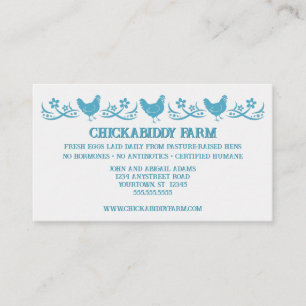 Three Blue Hens Egg Farm Farmer Country Store Business Card