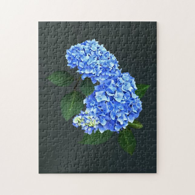 Three Blue Hydrangea Jigsaw Puzzle (Vertical)