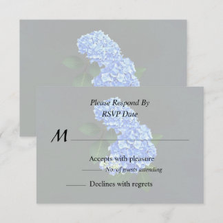 Three Blue Hydrangea RSVP Card