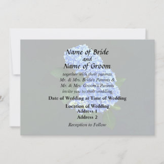 Three Blue Hydrangea Wedding Supplies Invitation