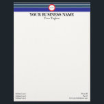 Three Blue Lines Letterhead<br><div class="desc">Three lines in different shades of blue make a sharp and professional banner at the top of this eye-catching letterhead stationery.  There is space in the blue lines for your logo.</div>