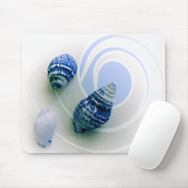 Three blue sea shells  mouse pad (With Mouse)