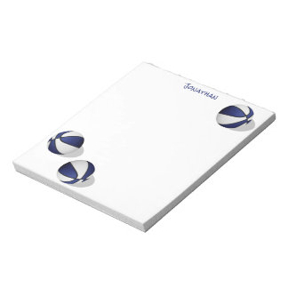 three blue white basketballs personalized notepad