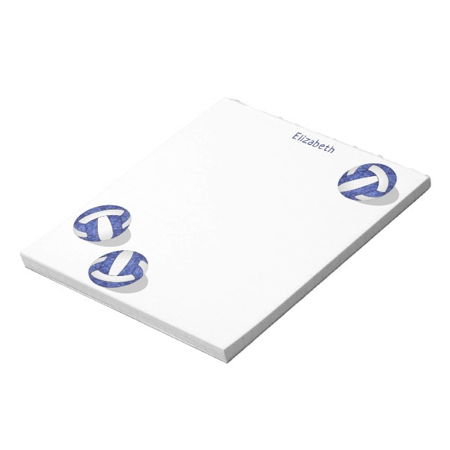 three blue white volleyballs personalized notepad (Rotated)
