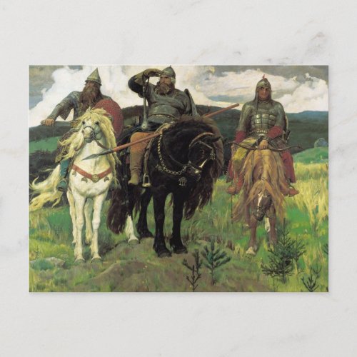 Three Bogatyrs 1898 by Viktor Vasnetsov Print Postcard