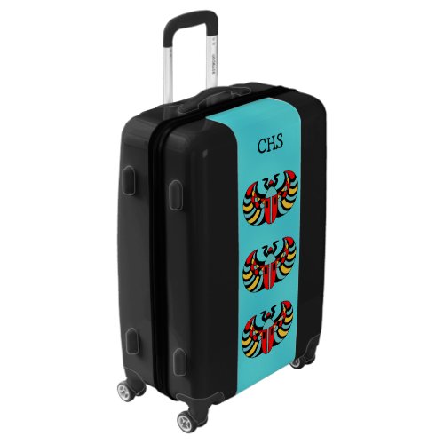 Three Bold Brightly Colored Scarab Beetles Blue Luggage