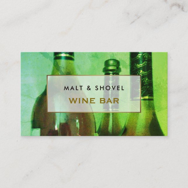 Three Bottle Display, Retro Wine Bar Business Card (Front)