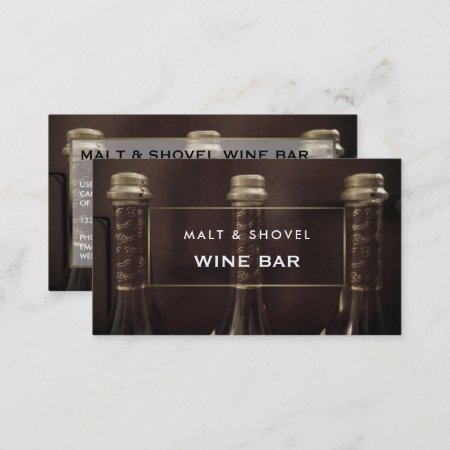 Three Bottle Display, Rustic Wine Bar Business Card