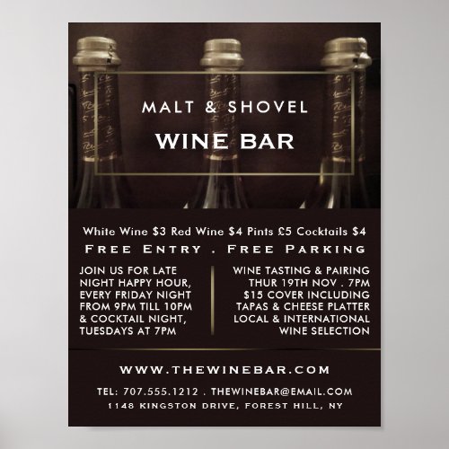 Three Bottle Display Wine BarWinery Advertising Poster