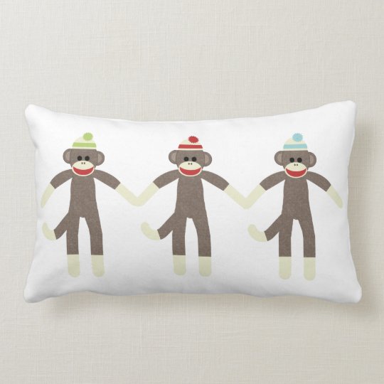 Three Boy Sock Monkeys Pillow Zazzle Com