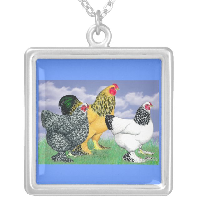 Three Brahmas Silver Plated Necklace (Front)