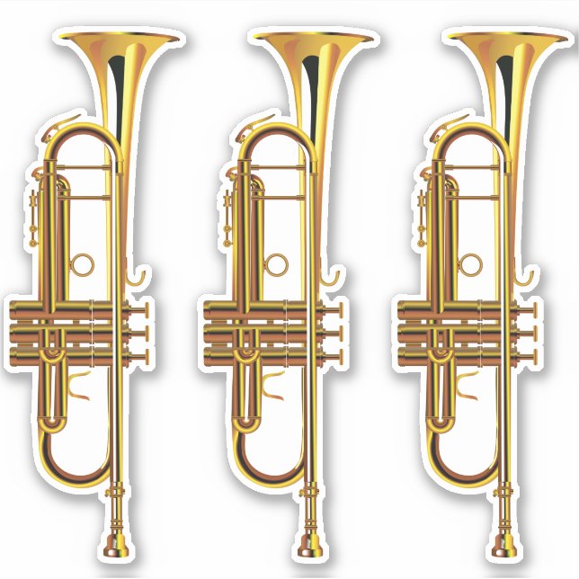 Three Brass Trumpets Sticker (Front)