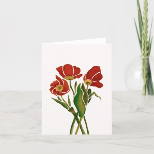 Three Brilliant Red Tulips Blank Card