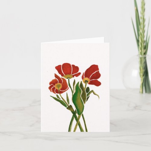 Three Brilliant Red Tulips Card