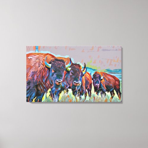 Three Buffalo Original Abstract Art Canvas Print