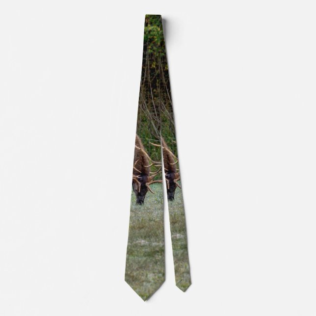Three Bull Elk Fight Neck Tie (Front)