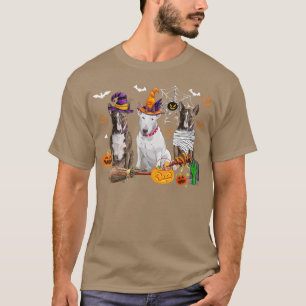 Three Bull Terrier Dogs Witch Halloween Mommy Scar T-Shirt