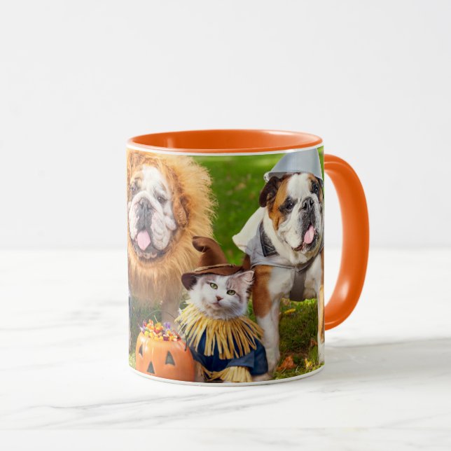 Three Bulldogs in Costumes Mug (Front Right)