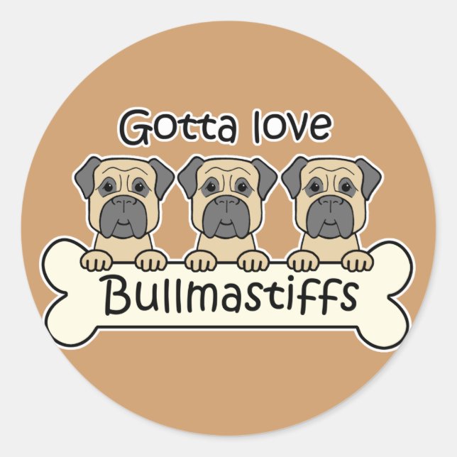 Three Bullmastiffs Classic Round Sticker (Front)