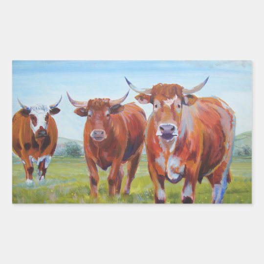 Three Bulls Painting Rectangular Sticker