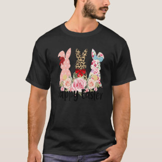 Three Bunnies Happy Easter Day Kids Boys Girls Cut T-Shirt