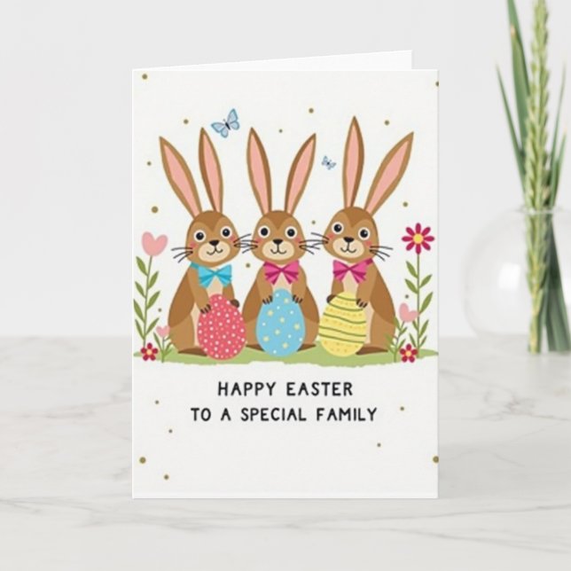 Three Bunnies Happy Season Card (Front)