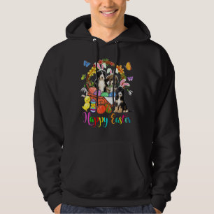 Three Bunny Bernedoodle Dogs In Easter Eggs Basket Hoodie