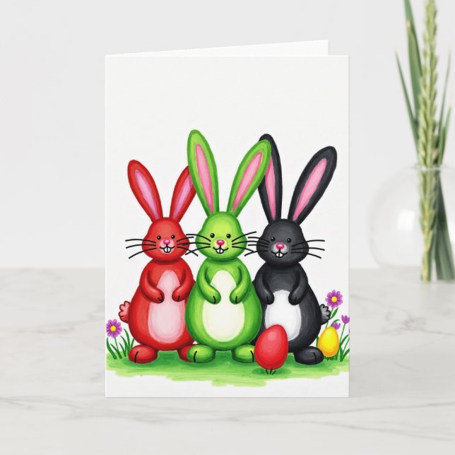 Three Bunny Friends Fun Day Card (Front)
