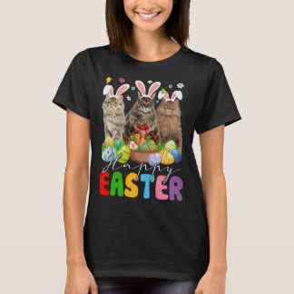 Three Bunny Persian Cats & Easter Egg Basket Easte T-Shirt