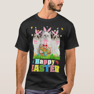 Three Bunny Ragdoll Cats & Easter Egg Basket Easte T-Shirt