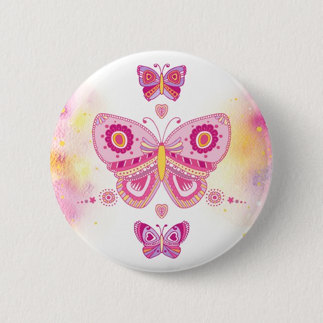 Three Butterflies Button (Front)