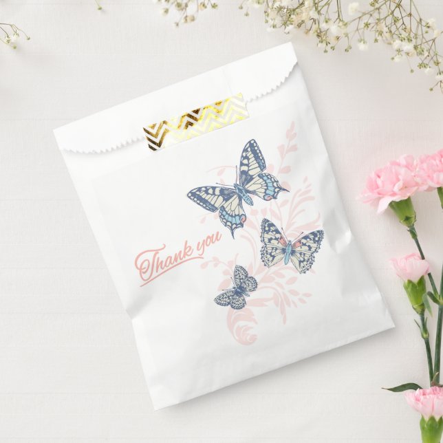 Three butterflies drawing thank you wedding favor bag (Sealed)