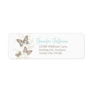 Three butterflies graphic wedding reply labels