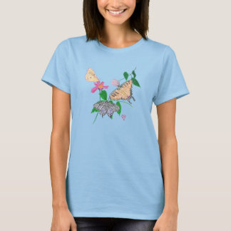 Three butterflies pointillism fashion tee