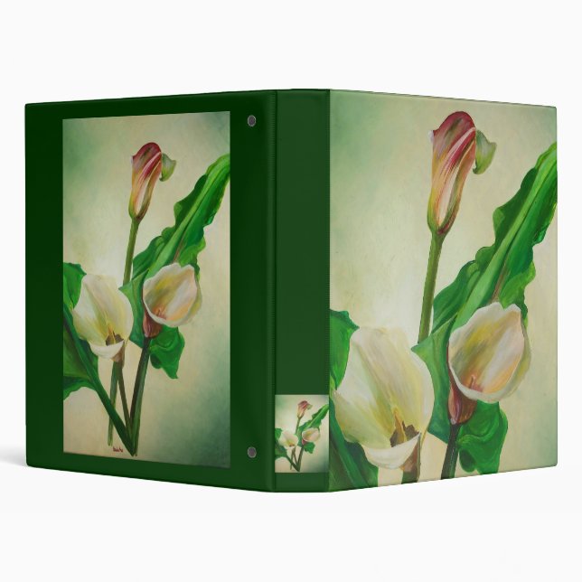 Three Calla Lilies Stunning Botanical Acrylic  3 Ring Binder (Background)