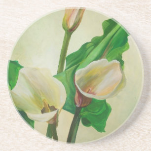 Three Calla Lilies Stunning Botanical Acrylic Drink Coaster