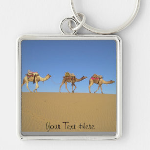 Three Camels in the Desert Personalized Keychain