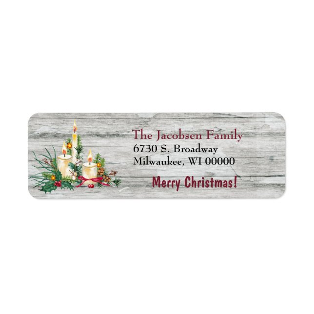 Three Candle Christmas Bouquet Return Address Label (Front)