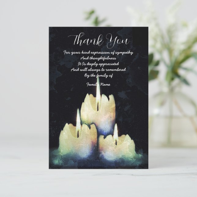 Three Candles Thank You Card (Standing Front)