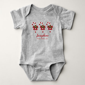 Three Candy Canes - My First Christmas And Name Baby Bodysuit