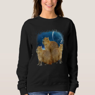 Three Capybaras And Moon Capybara Humor Parody 1 Sweatshirt