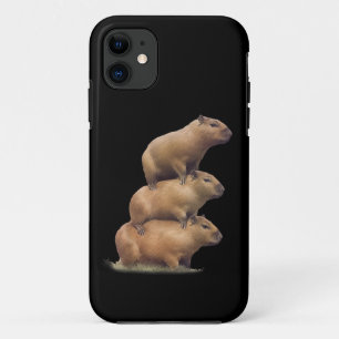 Three Capybaras Funny Capybara Humor Stack Animal  iPhone 11 Case