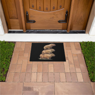 Three Capybaras Funny Capybara Humor Stack Animal Doormat