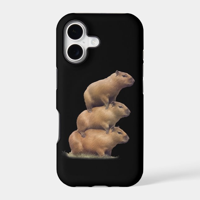 Three Capybaras Funny Capybara Humor Stack Animal  Iphone Case (Back)