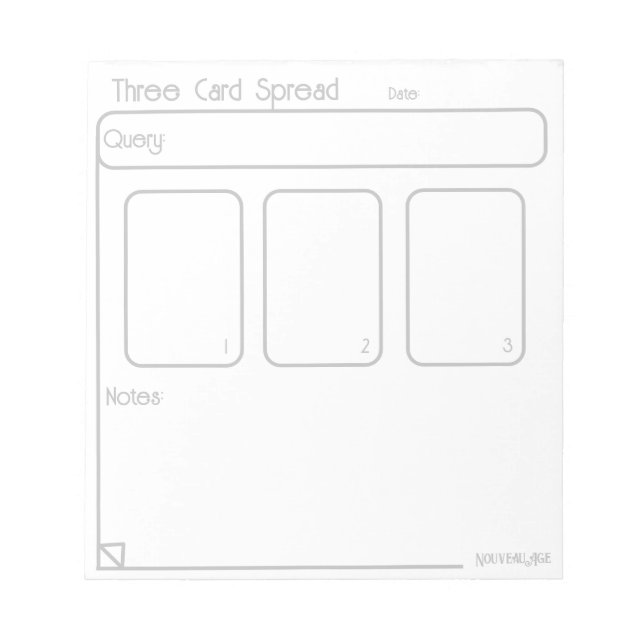 Three Card Tarot Spread (medium, simple) Notepad (Front)