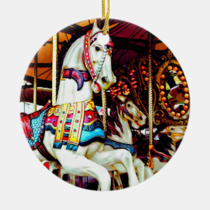 Three Carousel Horses Ceramic Ornament
